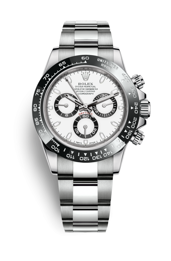 Daytona Ref: 116500 $95,000Daytona是極受歡迎的錶款，尤以黑白雙色錶面最受追捧，雖然定價