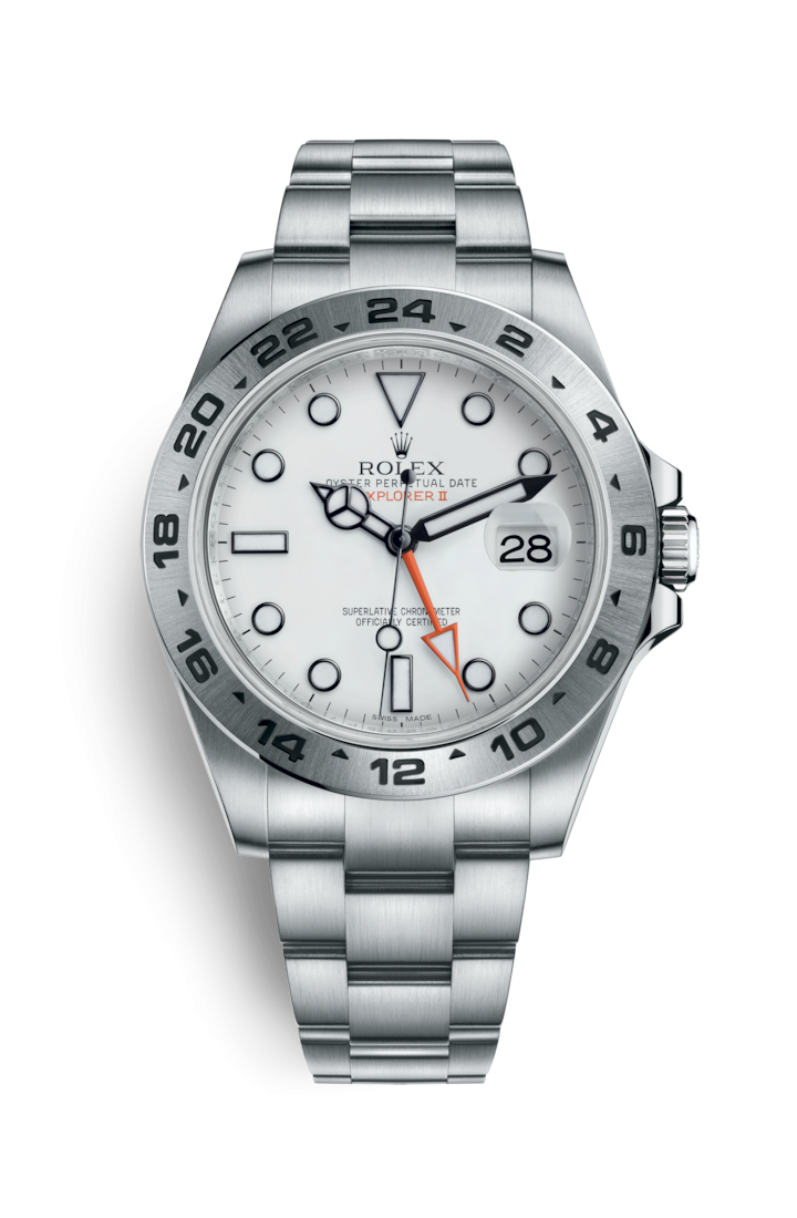 Explorer II Ref: 216570 $60,500顧名思義的運動型腕錶Explorer 2，錶圈刻有24小時時間顯示，是