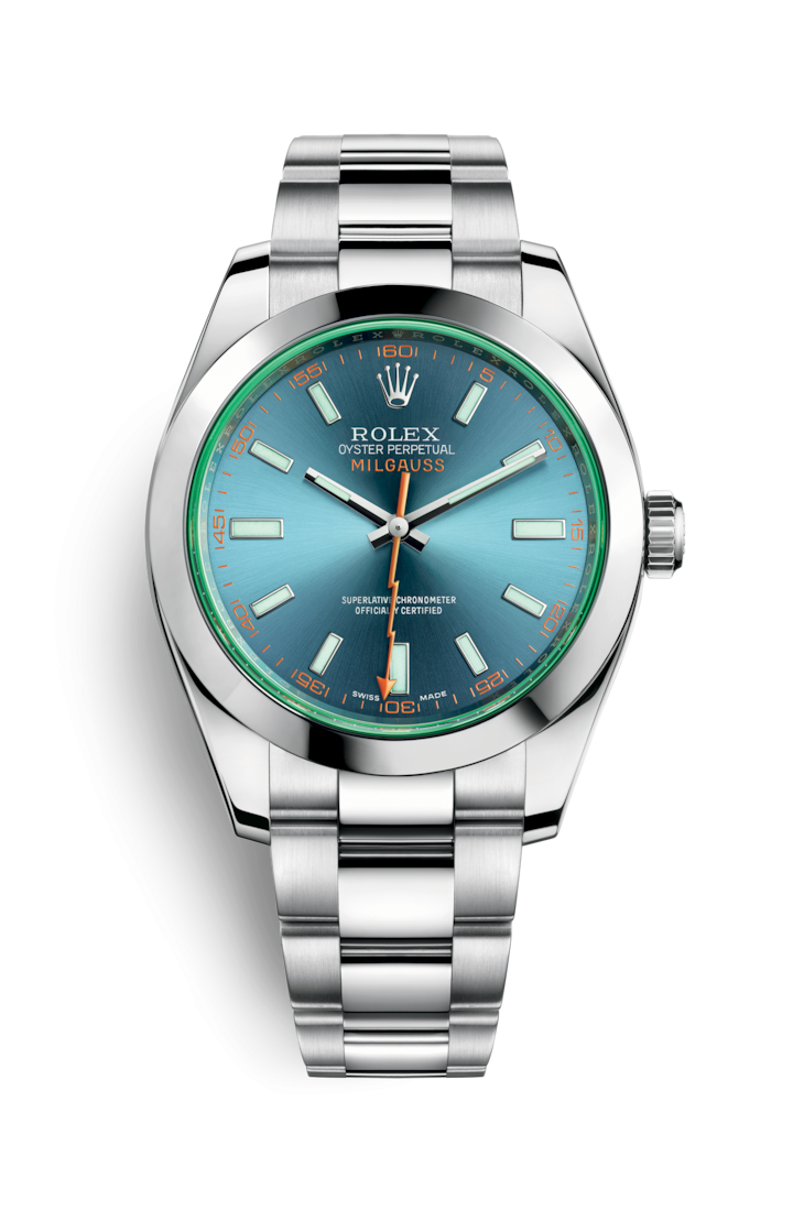 Milguass Ref: 116400 GV $61,600俗稱綠玻璃的Milguass採用綠色玻璃，獨特的綠橙配色令設計變