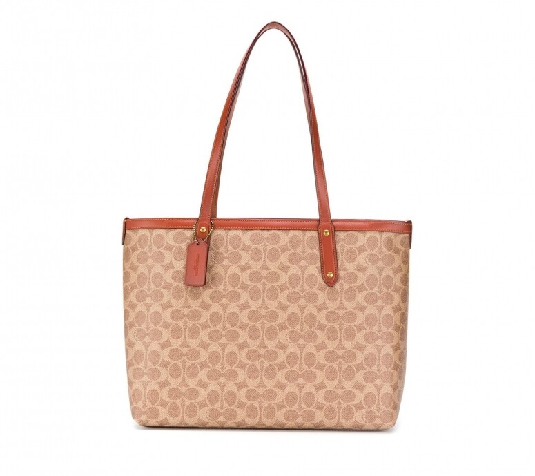 Coach monogram印花帆布面tote bag