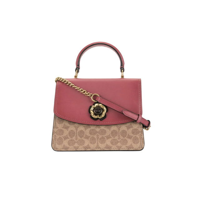 金屬釦飾拼皮手袋 Coach