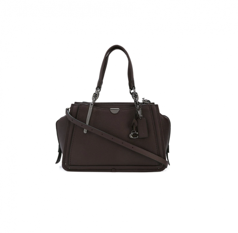 金屬鏈飾皮革手袋 Coach