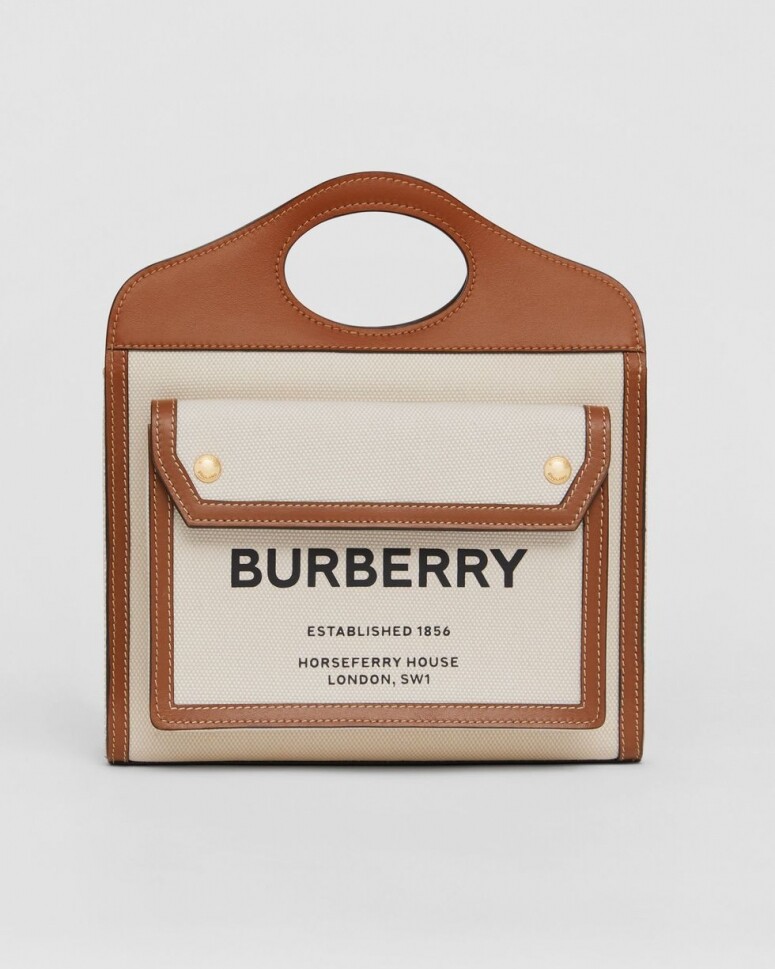 Burberry迷你雙色帆布及皮革Pocket Bag $11,500