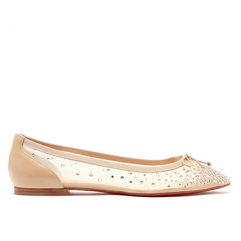 CHRISTIAN LOUBOUTIN Patio crystal-embellished mesh ballet flats CHRISTIAN LOUBOUTIN Patio crystal-embellished mesh ballet flats