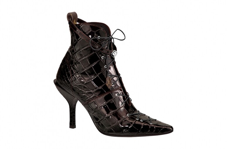 鱷魚皮高跟綁帶短靴（Louis Vuitton）