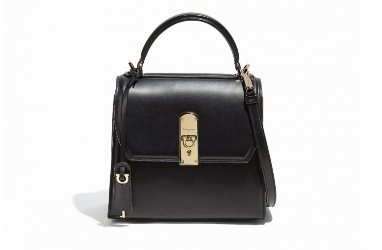 Ferragamo，BOXYZ黑色牛皮中型提包，約$20000