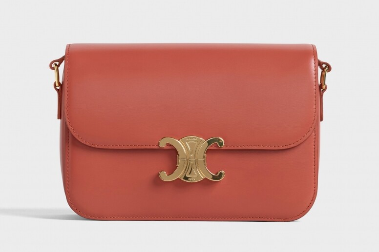 Celine,Triomphe陶土紅光滑小牛皮中型肩背包 ,$25500 Celine,Triomphe陶土紅光滑小牛皮中型肩背包 ,$25500