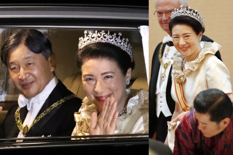 登基大典結束後,日皇德仁與皇后雅子會出席「饗宴之儀」。德仁穿上西式燕 登基大典結束後,日皇德仁與皇后雅子會出席「饗宴之儀」。德仁穿上西式燕