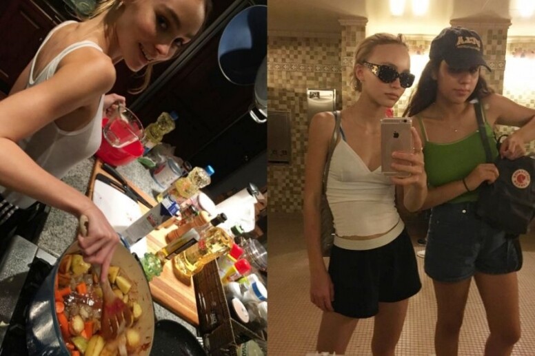 背心也是Lily Rose Depp經常穿的單品，剛剛被捕捉到她穿上紅色背心、運動長褲