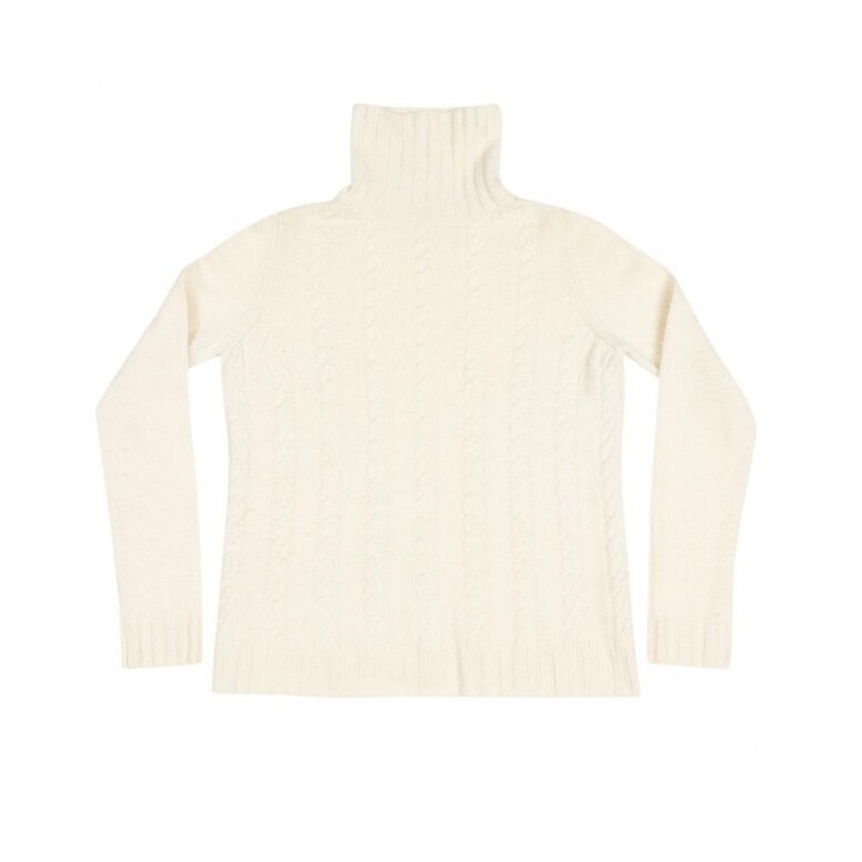MARTINA Made By DALMO Cashmere Cable Knit Turtleneck Cream Sweater MARTINA Made By DALMO Cashmere Cable Knit Turtleneck Cream Sweater