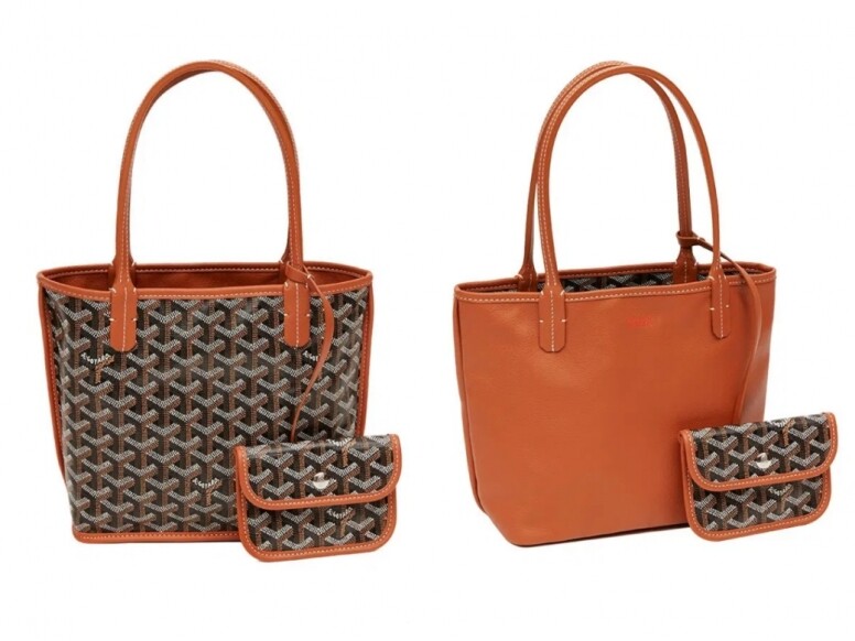 Goyard Mini Tote又名Anjou手提袋，是品牌對標誌性的Saint Louis手提袋致敬作。Goyard Mini Tote襯裡