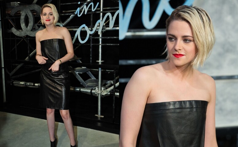 Kristen Stewart也曾染過金髮look，金髮配紅唇做出前衛造型