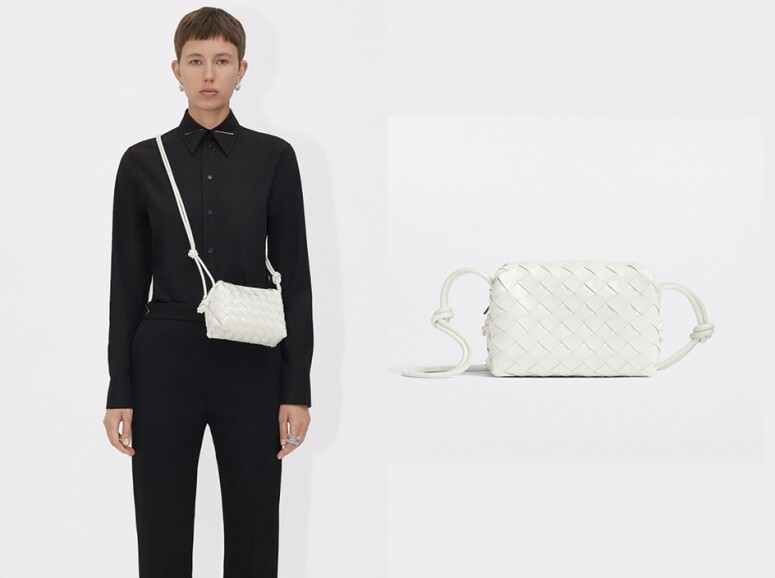 Bottega Veneta的編織紋品牌經典設計元素，無人不曉。這個Loop手袋外型如小長方型