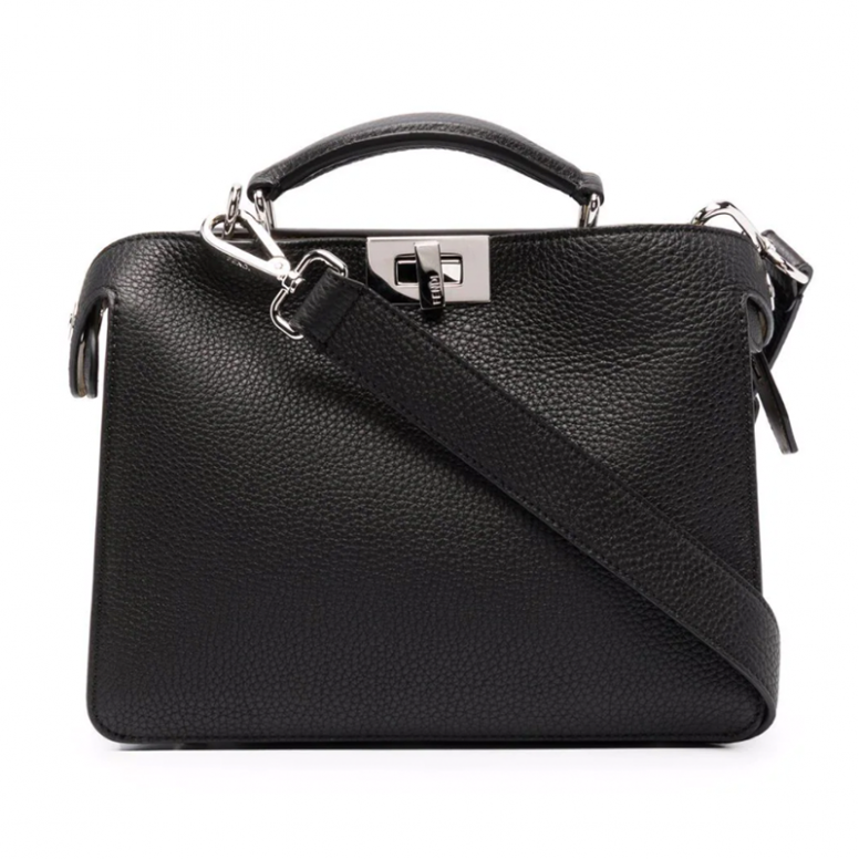 黑色 logo tote bag