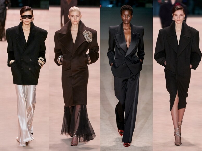 Saint Laurent 2022秋冬時裝展亮點：寬闊肩線