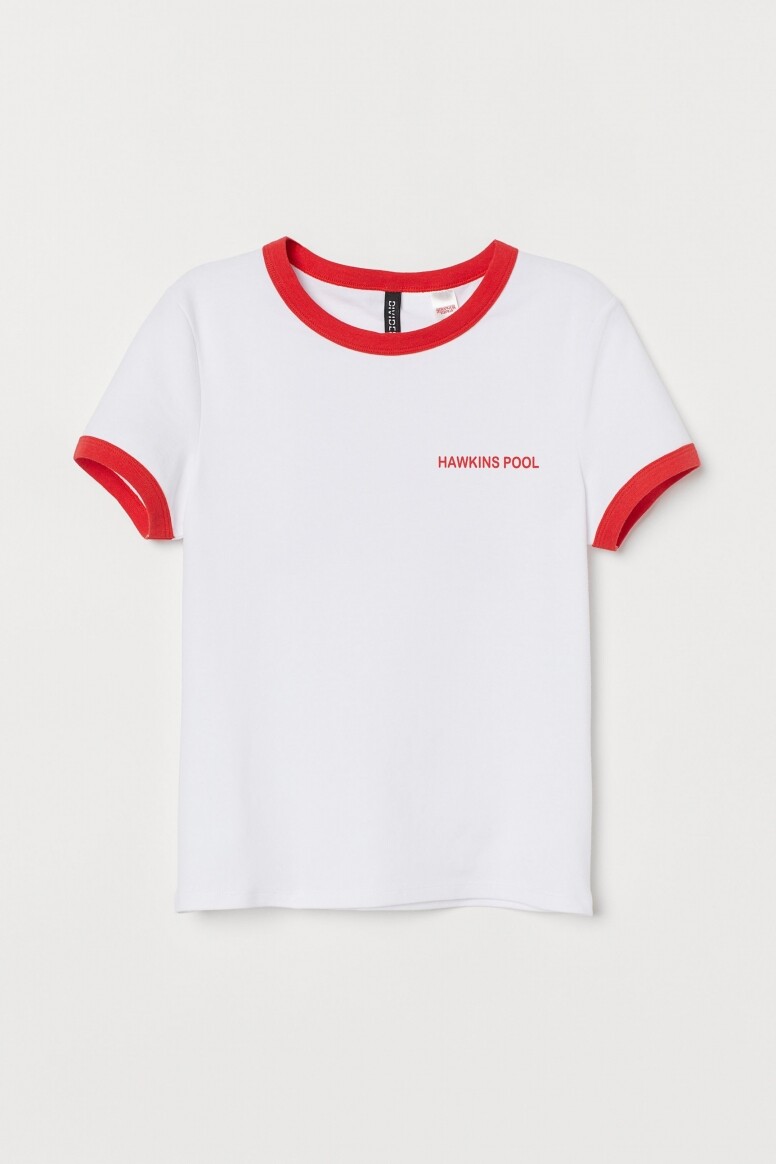 Stranger Things x H&M 紅邊白色T恤