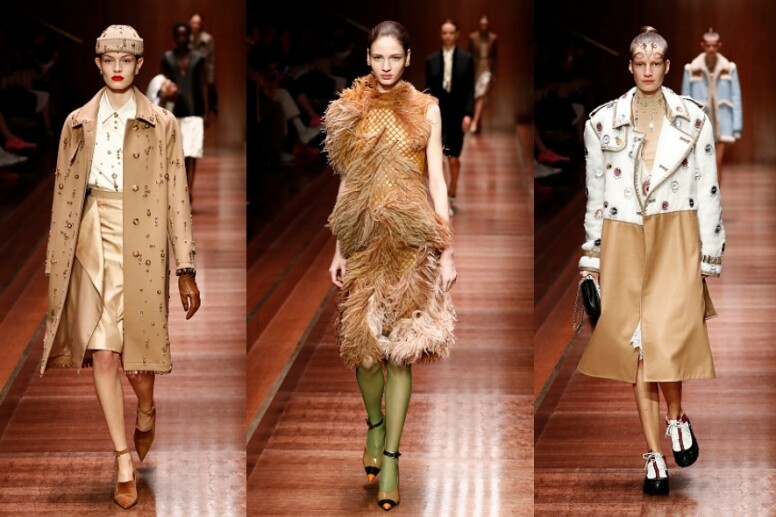 今季不少新裝均採用Burberry招牌的白、米、棕色，部分飾以精巧細節、羽毛物料、拼