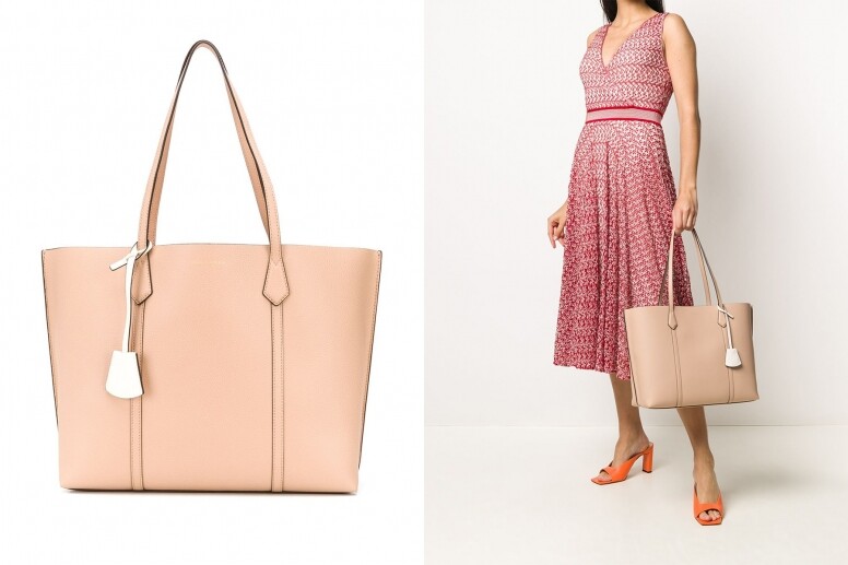 Tote bag款式是很多人的心頭好，因為間隔簡單、收納空間又大。Tory Burch這款tote bag
