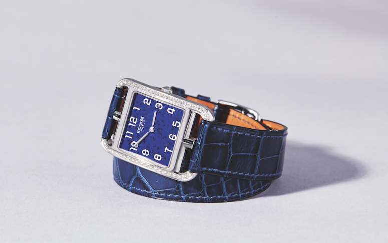 8.雙圈皮革錶帶鑽石石英機芯腕錶 ($88,000 Hermés)