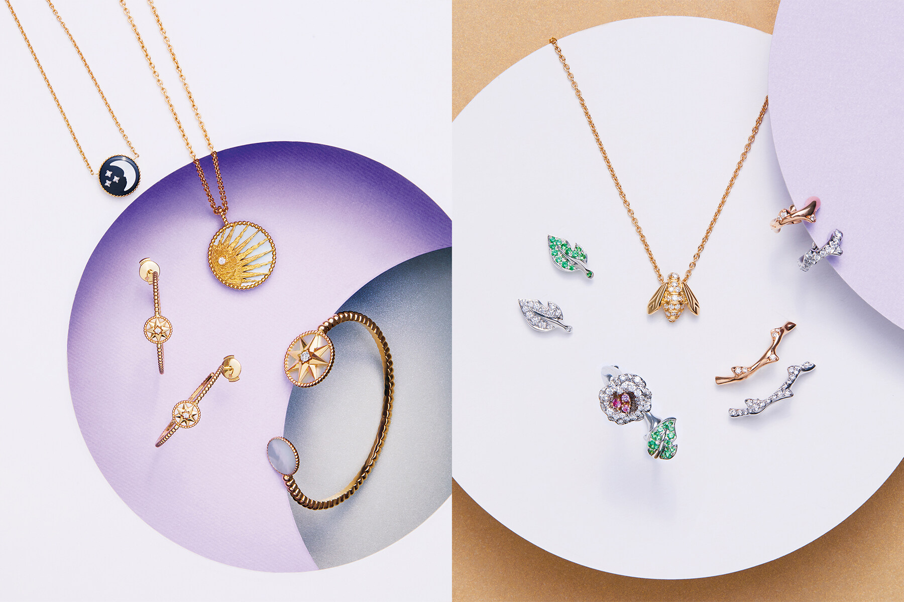 Dior Joaillerie的全新作品，結合了精緻優美的設計以及不同色澤的金質與寶石。