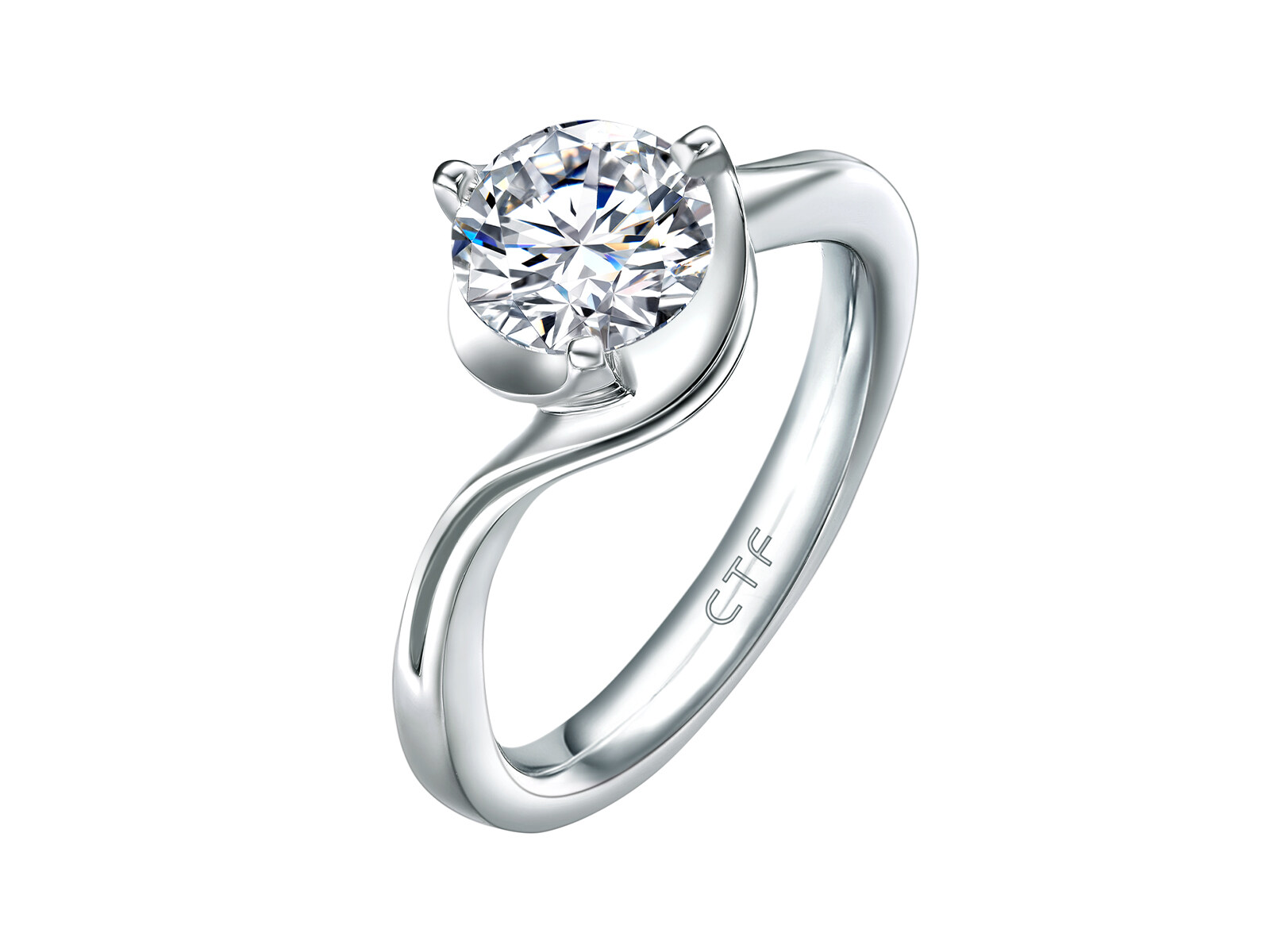 「唯愛」系列18K白色黃金美鑽戒指 $5,600