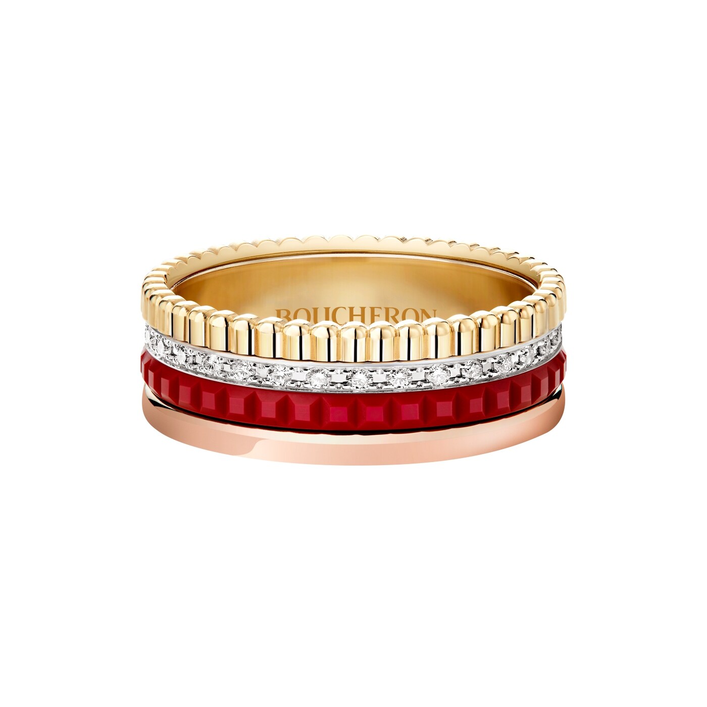 Quatre Red 系列鑲鑽指環資料由Boucheron提供