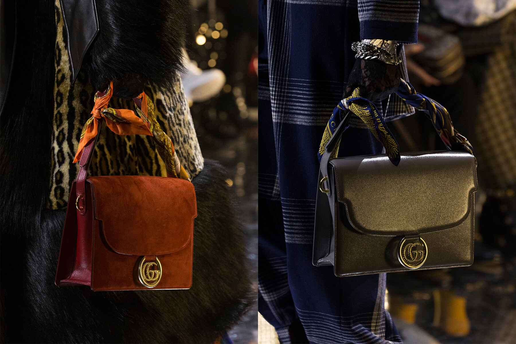 Gucci 2019秋冬時裝騷首度登場的全新袋款採用揭蓋式設計，纏繞在肩帶上、不