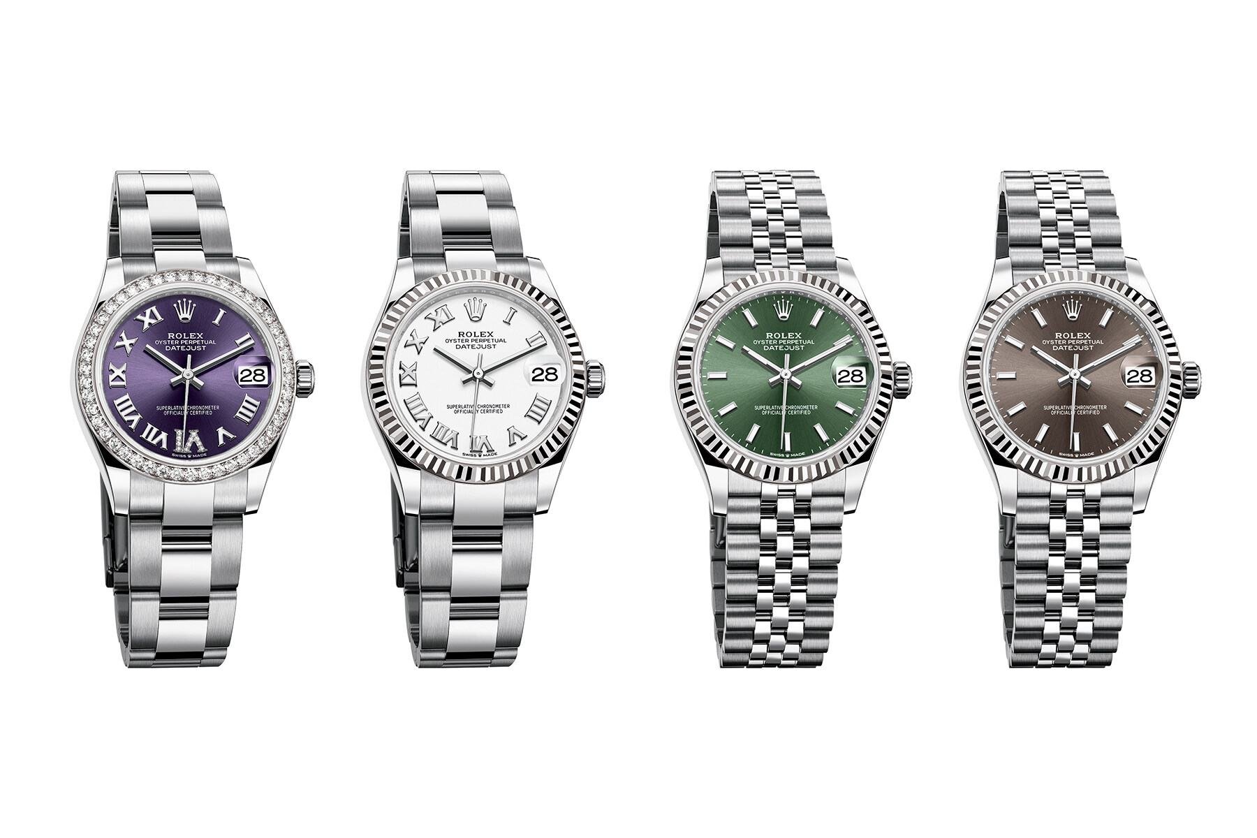功能與美學的結晶今次Rolex推出四款不同錶面顏色的Oyster Perpetual Datejust 31腕錶，其中