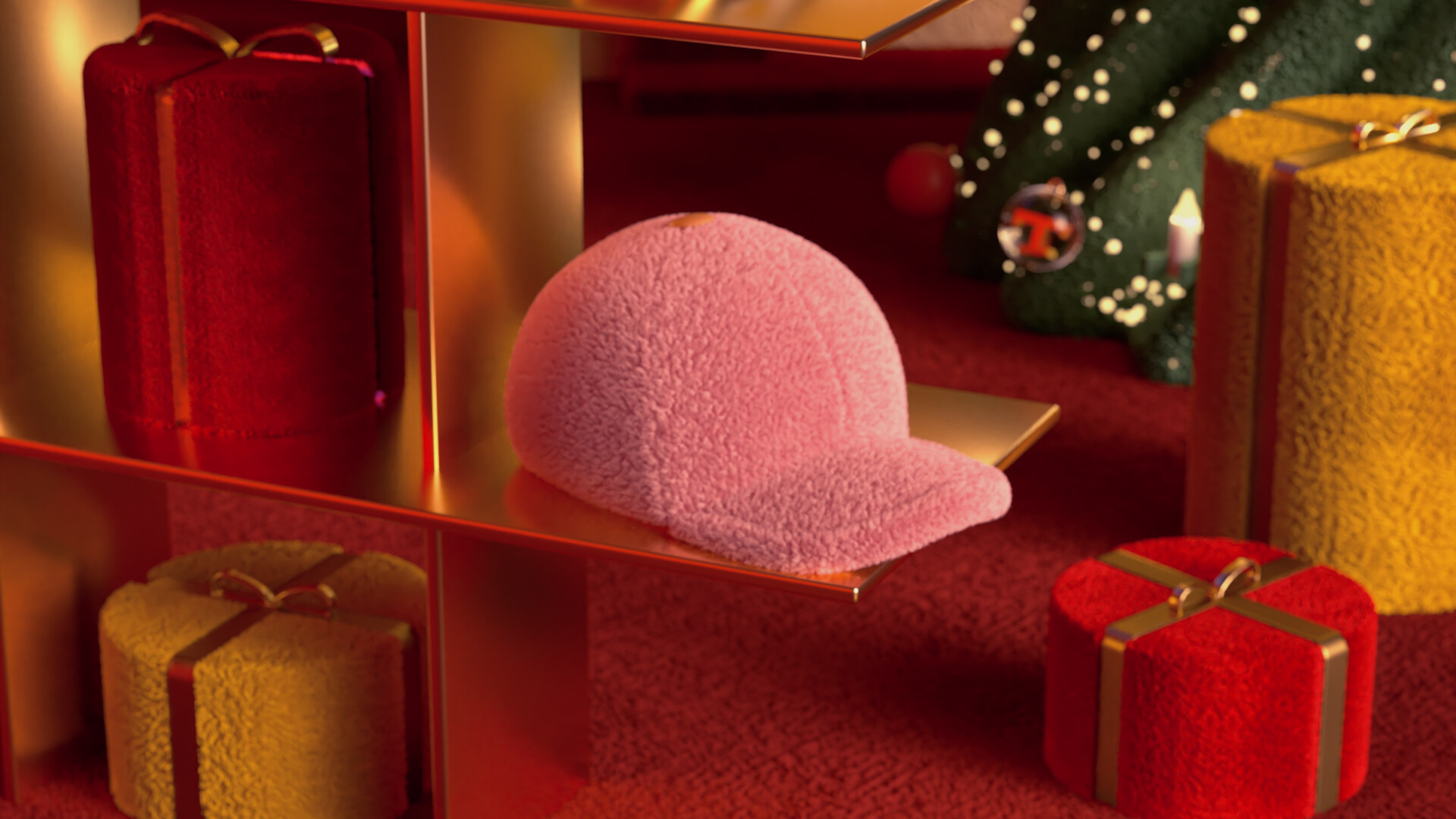 Cap帽是非常百排的日常配飾，在披上粉紅色羊毛質料後，便成為矚目的造