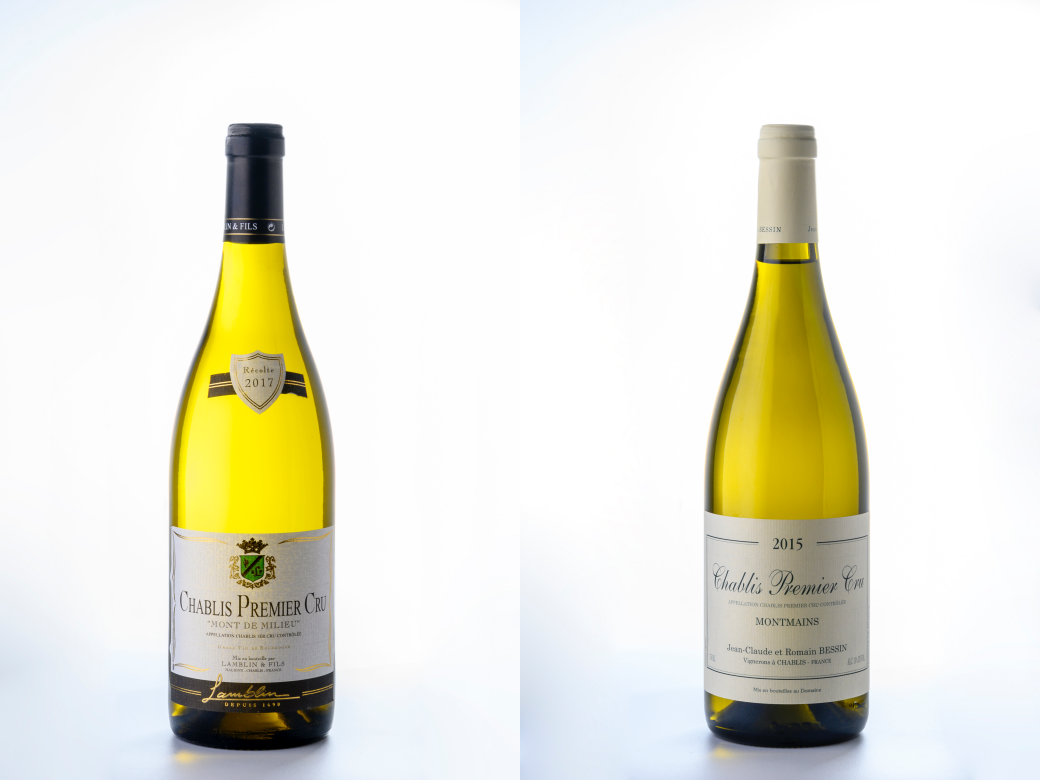 沙比利一級園葡萄酒，酒品有「Chablis Premier Cru, Mont de Milieu, 2017, LAMBLIN & Fils」及「Chablis Premier Cru, Montmains, 2015, Domaine Jean-Claude